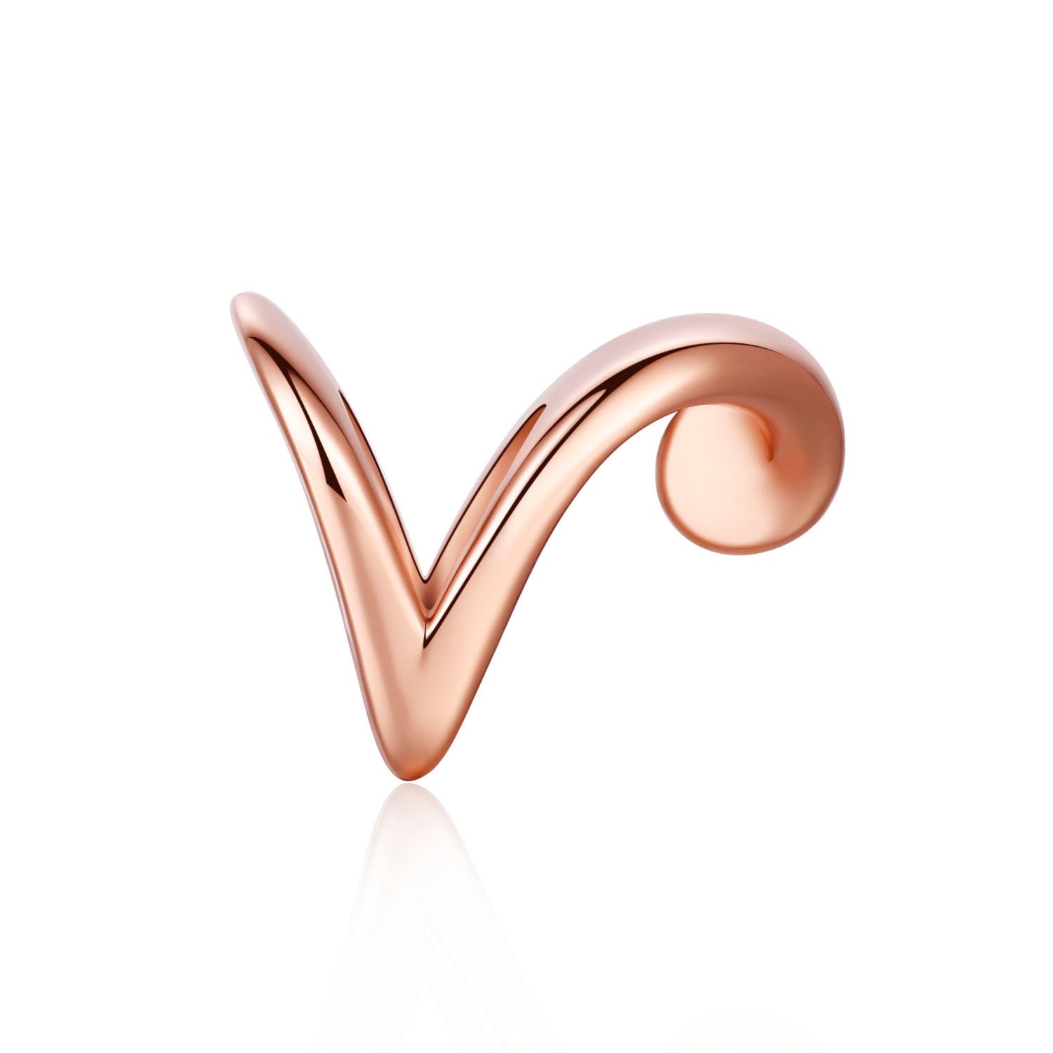 Vicacci V-Shape 925 Sterling Silver Rose Gold Plated Swarovski Crystal Charm