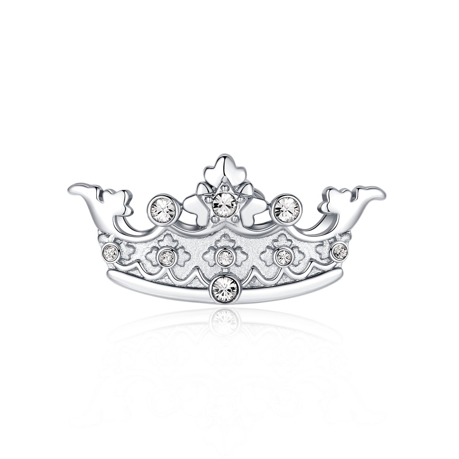 Vicacci Crown 925 Sterling Silver Plated Gold Swarovski Crystal Charm