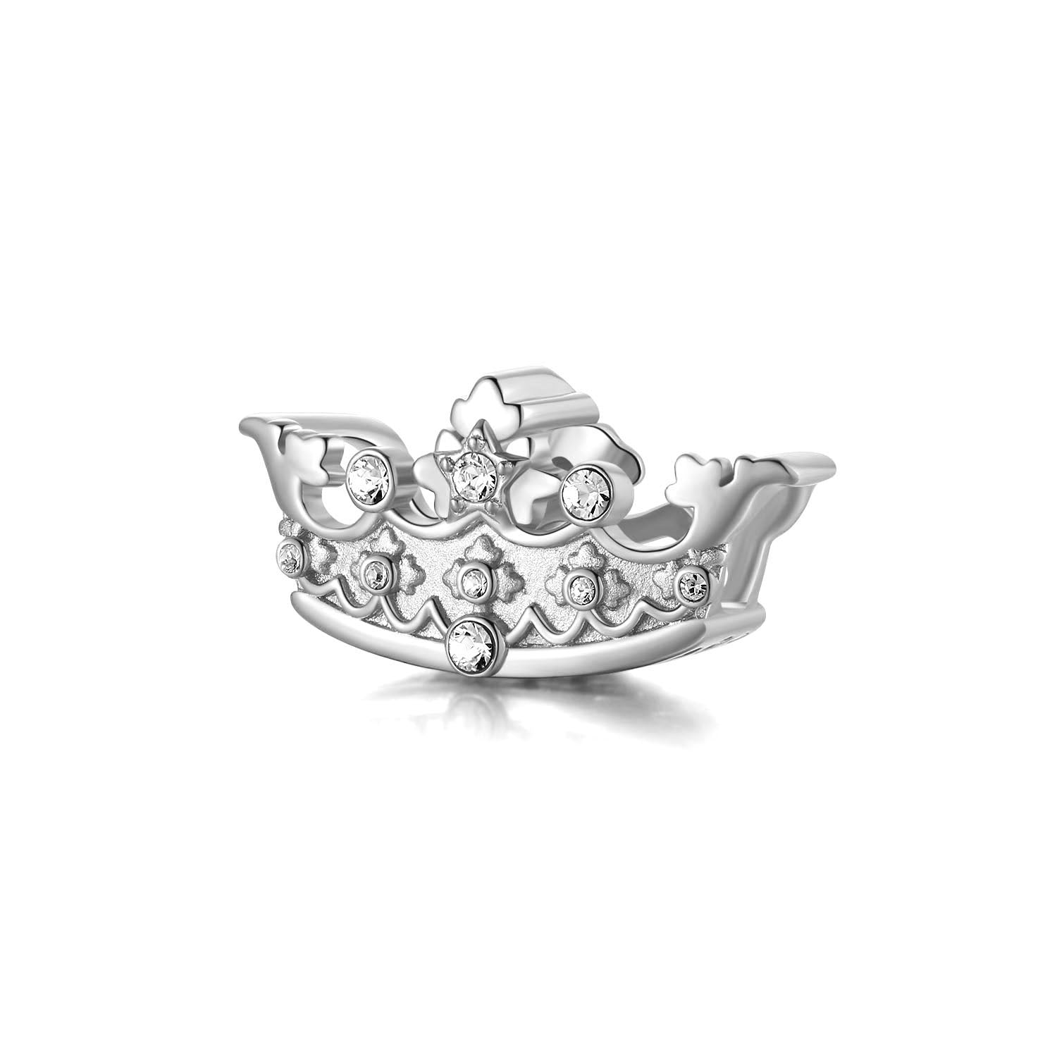 Vicacci Crown 925 Sterling Silver Plated Gold Swarovski Crystal Charm