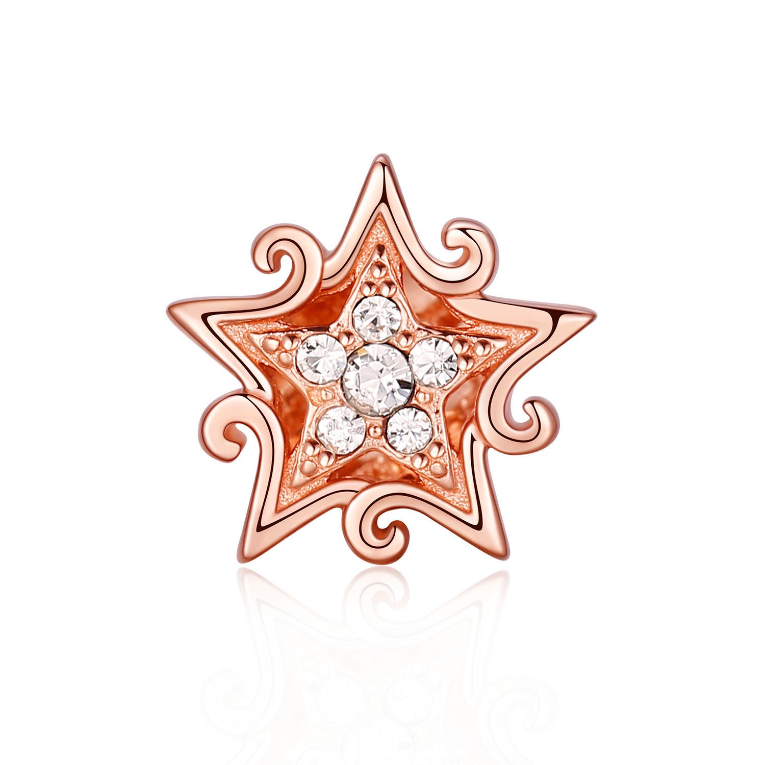 925 Sterling Silver Rose Gold Plated Swarovski Crystal Charm