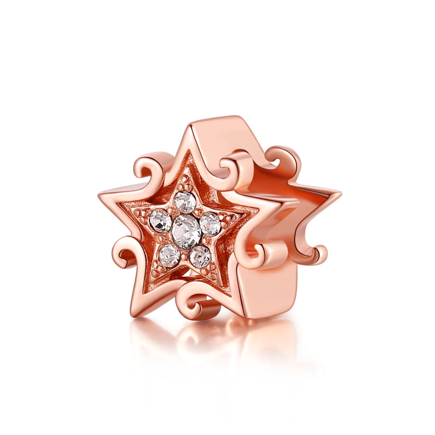 925 Sterling Silver Rose Gold Plated Swarovski Crystal Charm