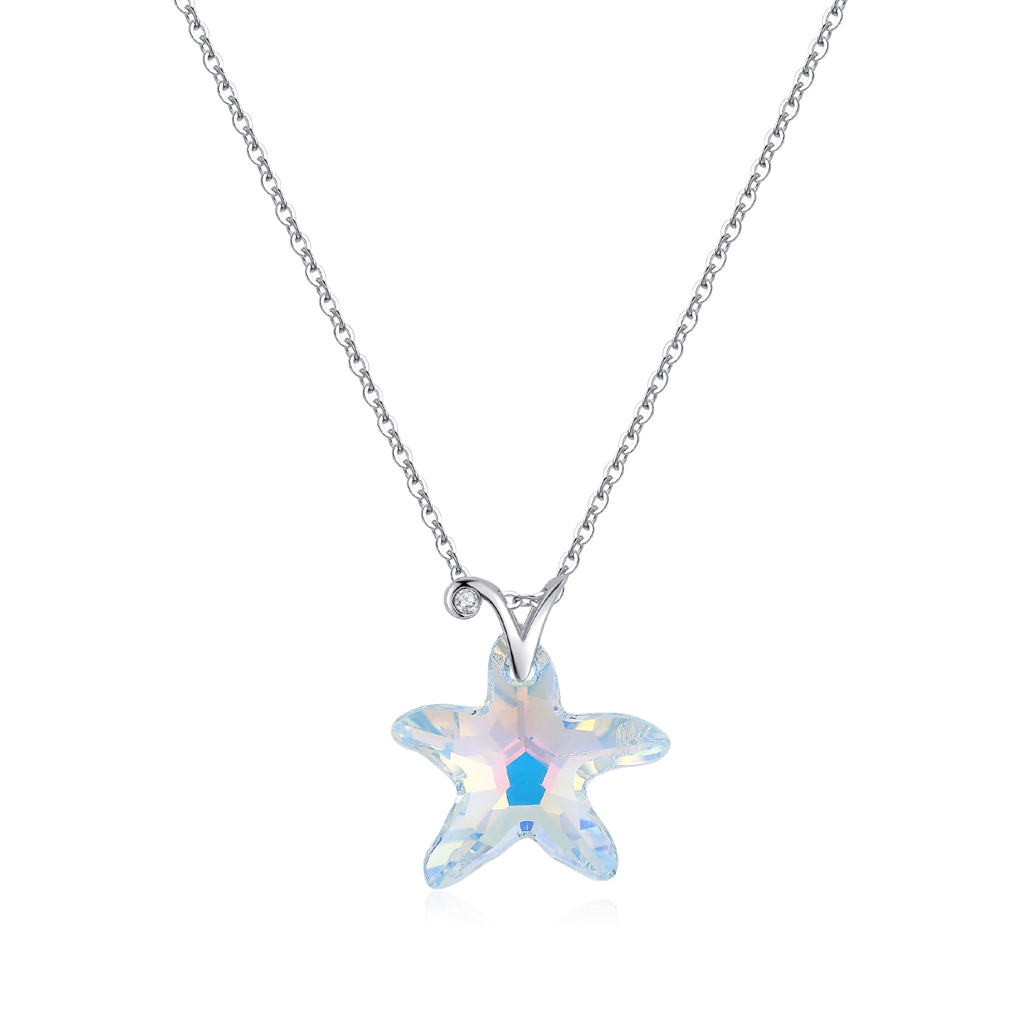 Sterling Silver Ocean Star Pendant Necklace with the Top Austrian Crystal