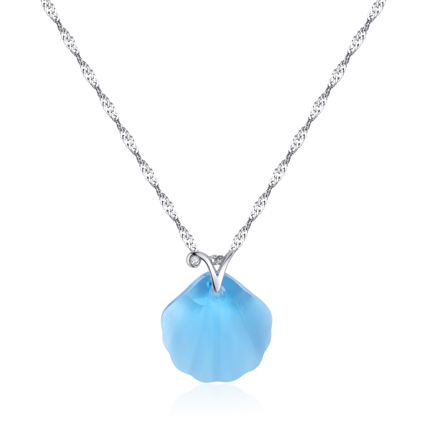 sterling silver shell pendant necklace adopts the top Austrian crystal