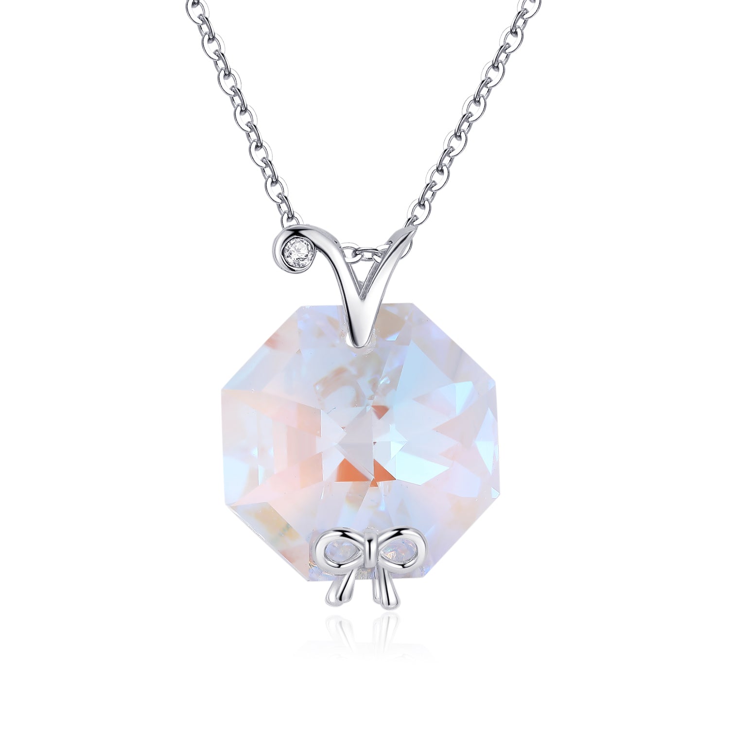Bow girl heart pendant Necklace