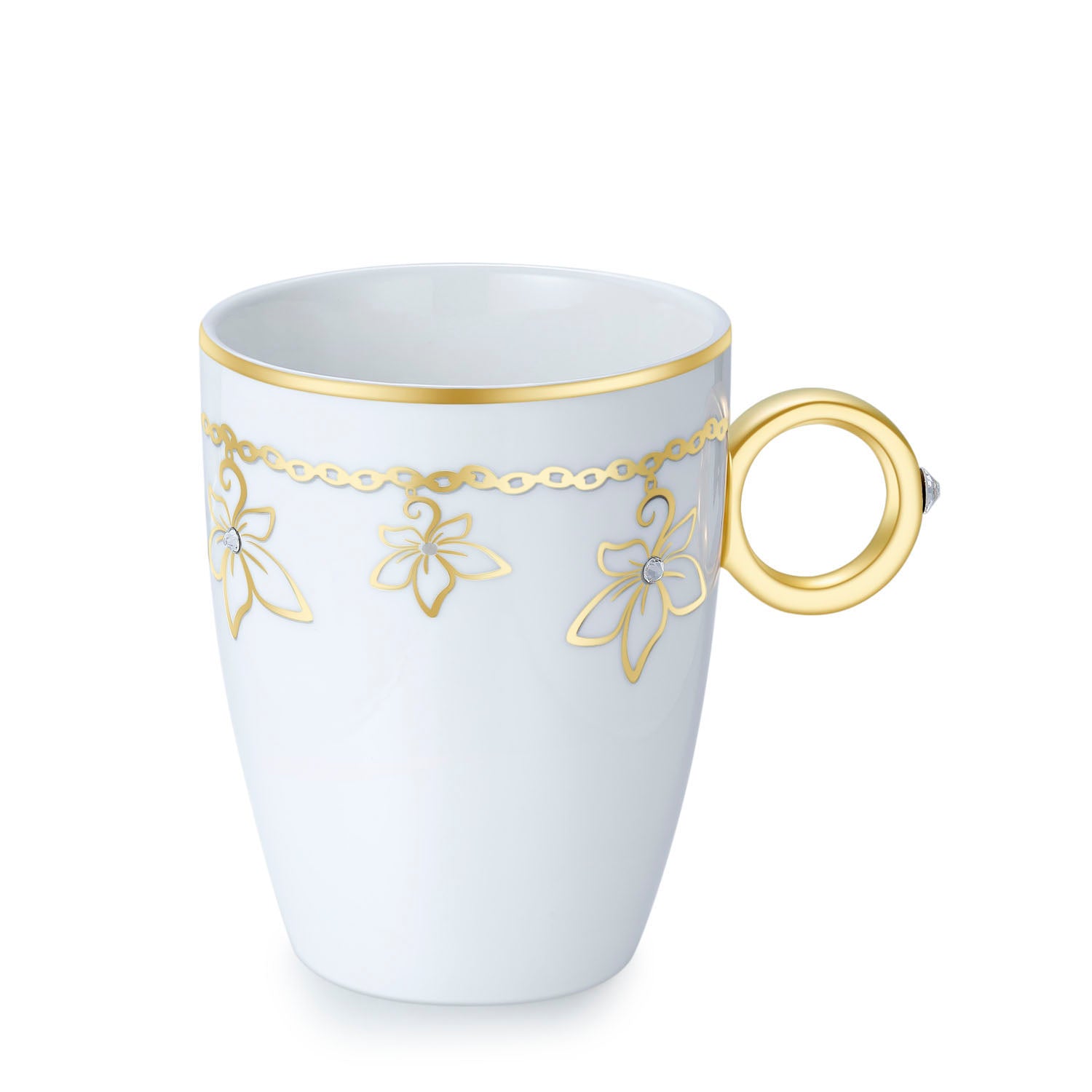 Vicacci Bone China Bronze Gold Bauhinia Cup with Swarovski Crystals