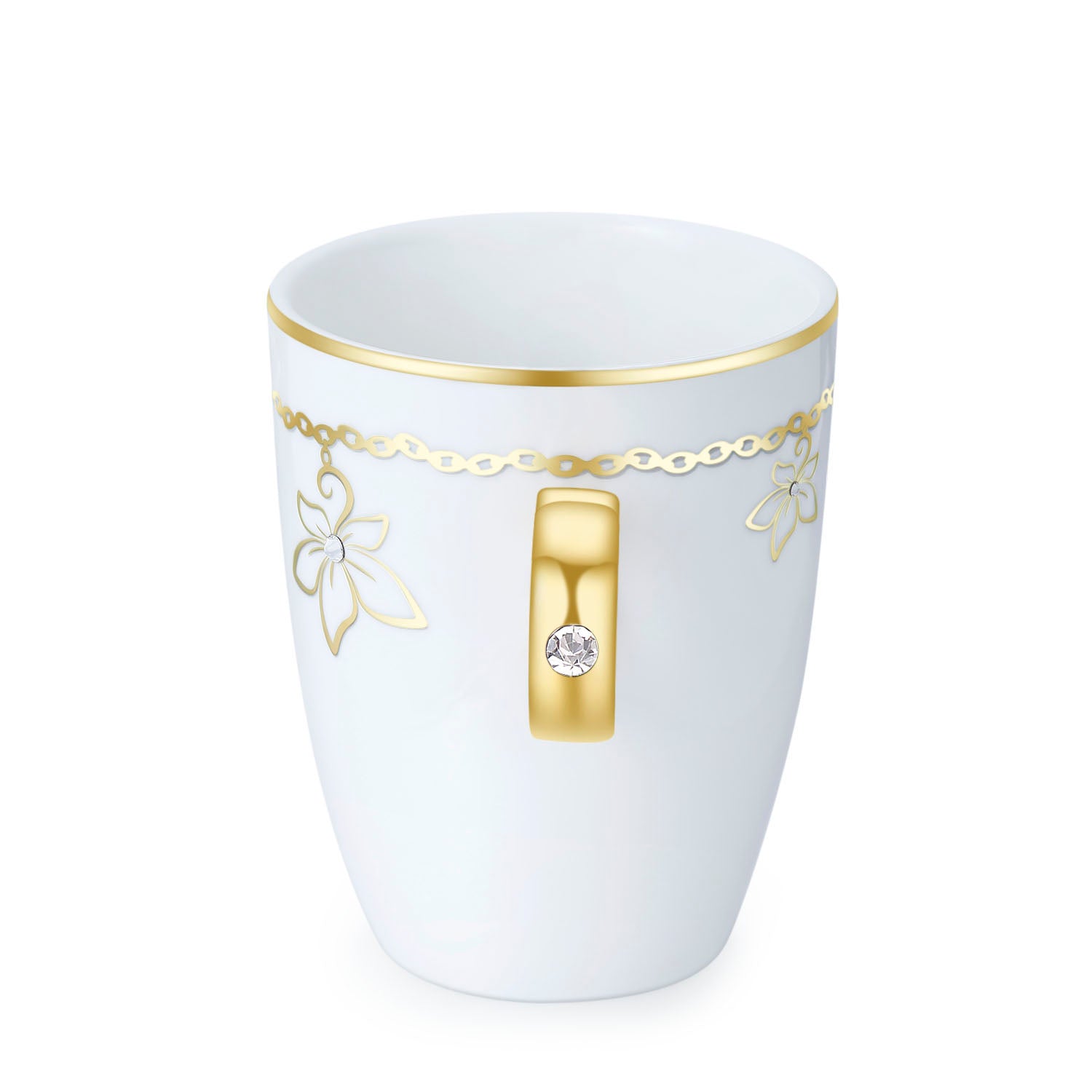 Vicacci Bone China Bronze Gold Bauhinia Cup with Swarovski Crystals