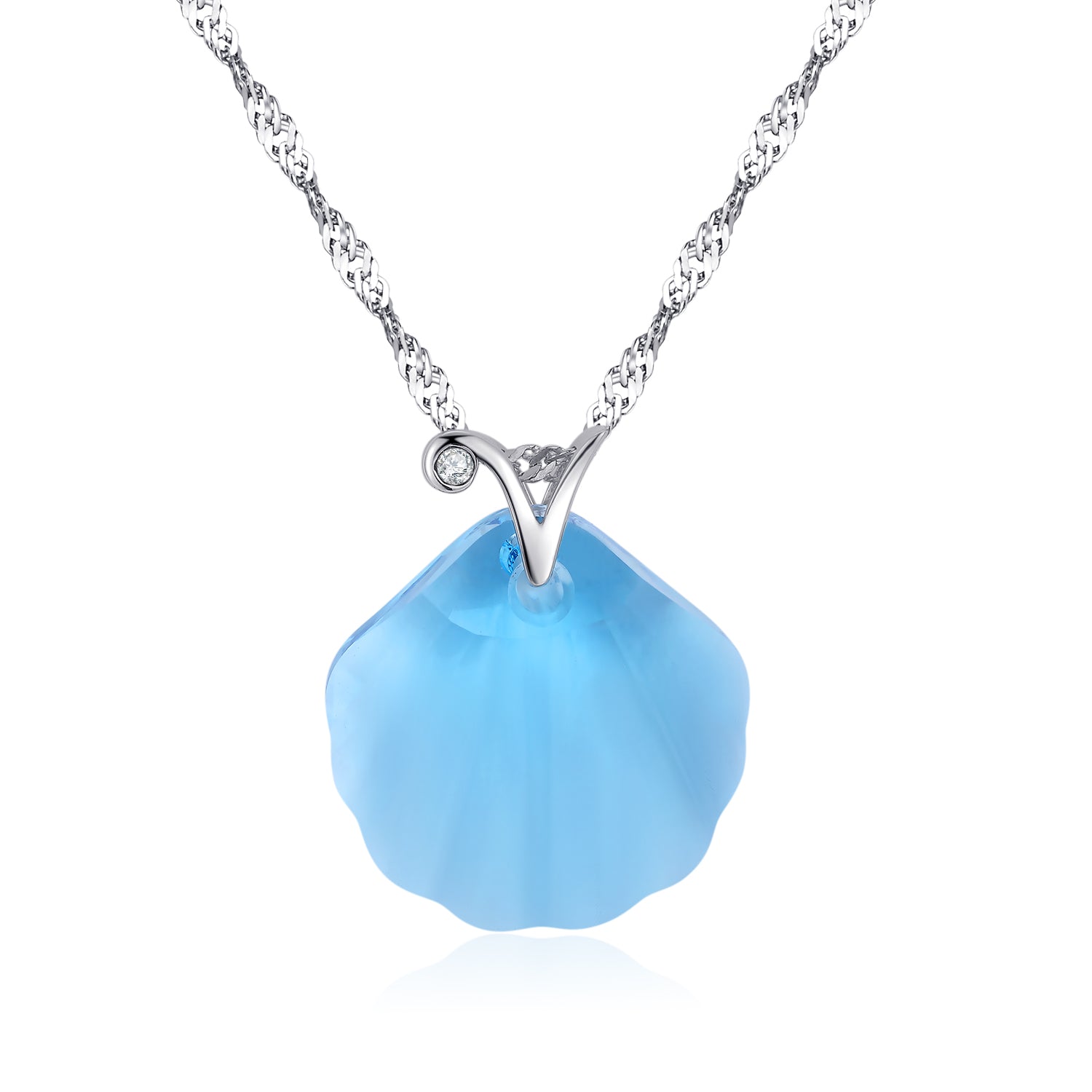 sterling silver shell pendant necklace adopts the top Austrian crystal