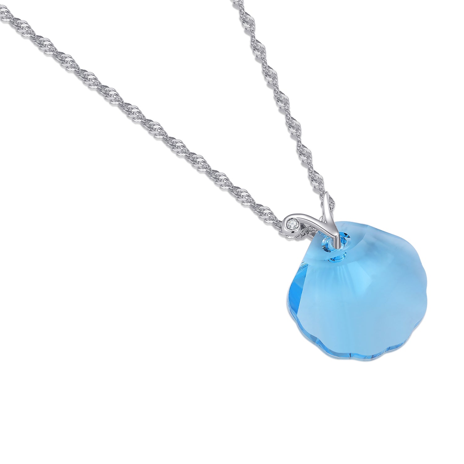 sterling silver shell pendant necklace adopts the top Austrian crystal