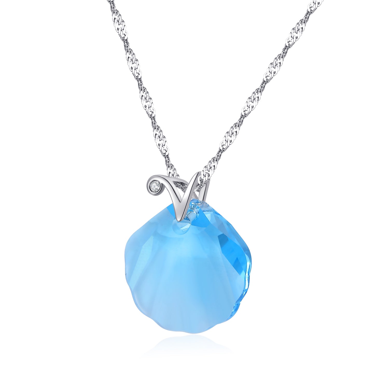 sterling silver shell pendant necklace adopts the top Austrian crystal