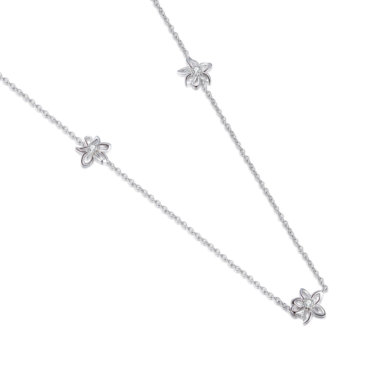 Vicacci 925 Silver Bauhinia Necklace with Swarovski Zirconia