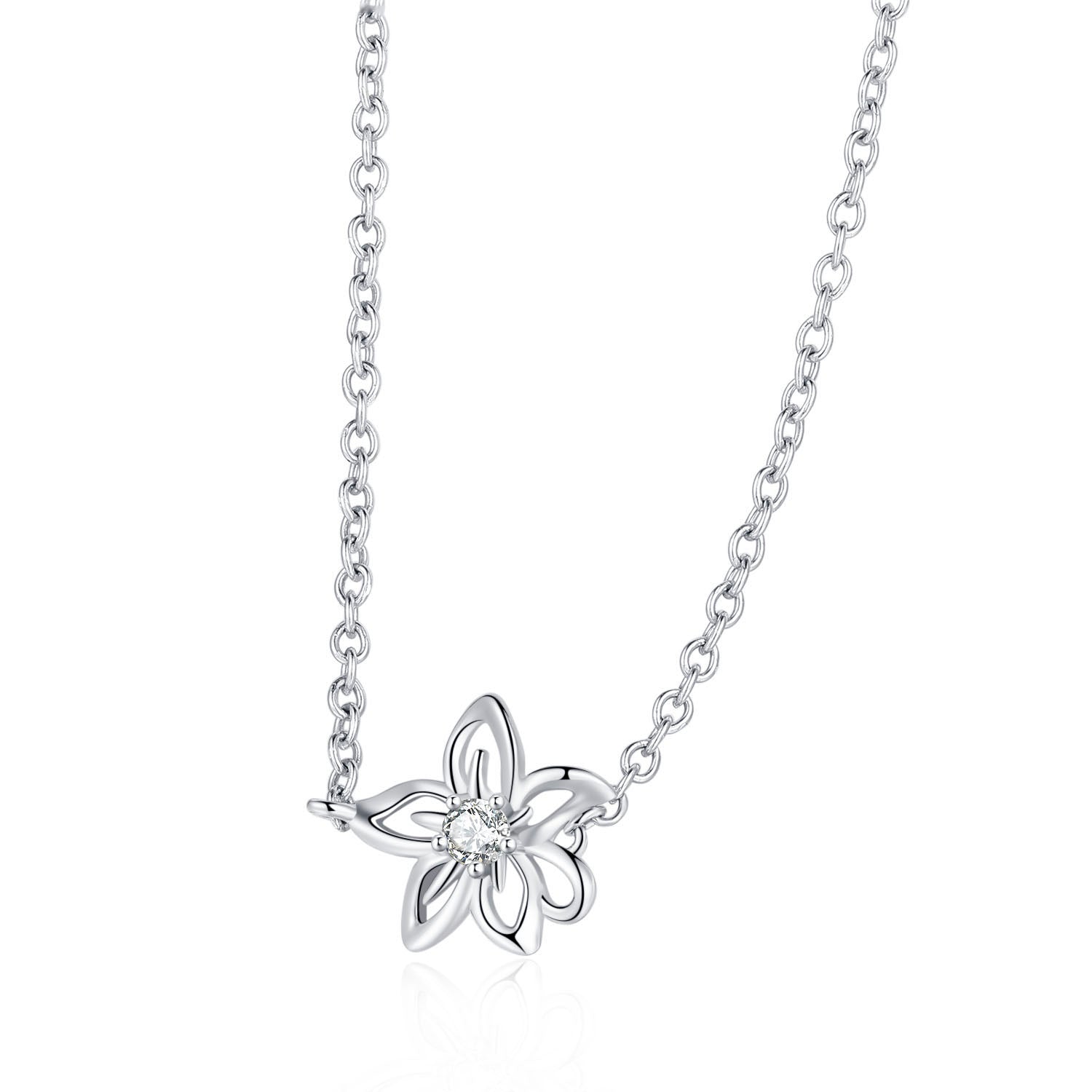 Vicacci 925 Silver Bauhinia Necklace with Swarovski Zirconia