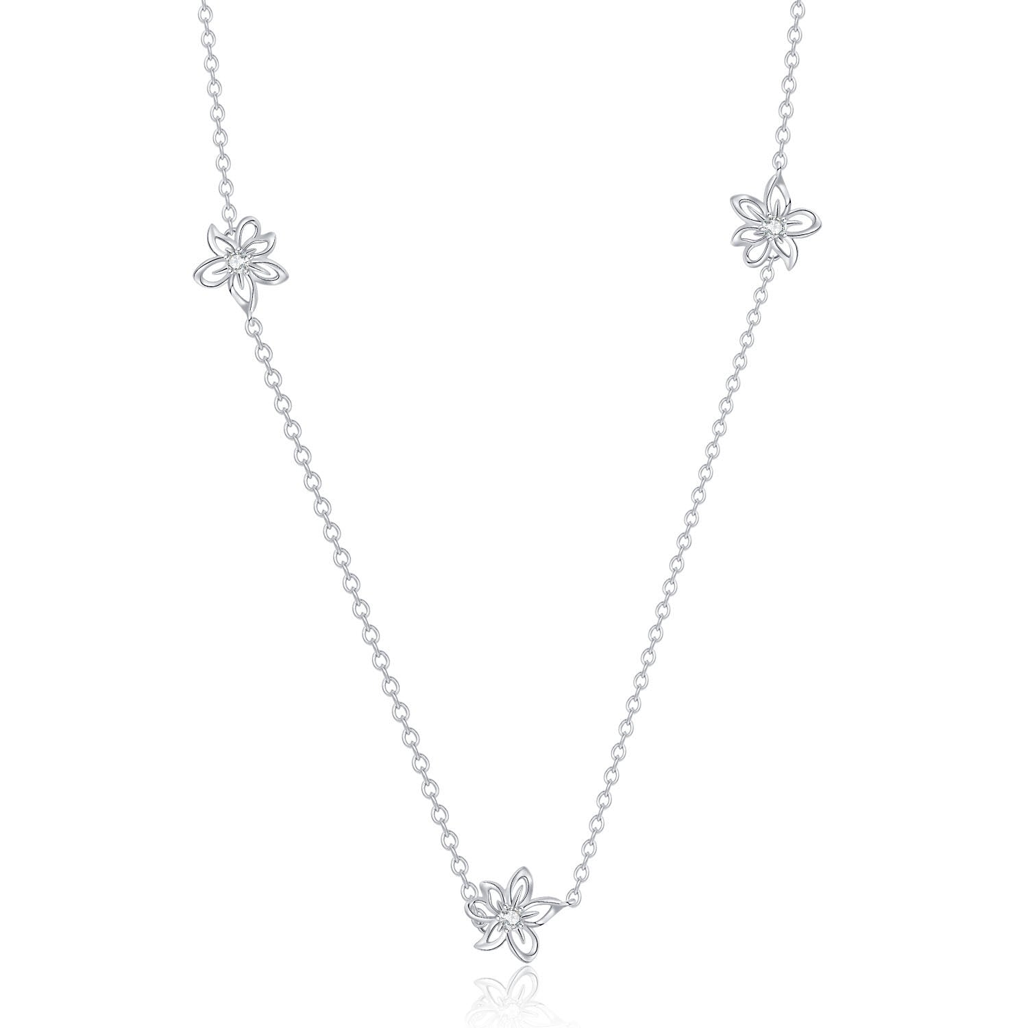 Vicacci 925 Silver Bauhinia Necklace with Swarovski Zirconia