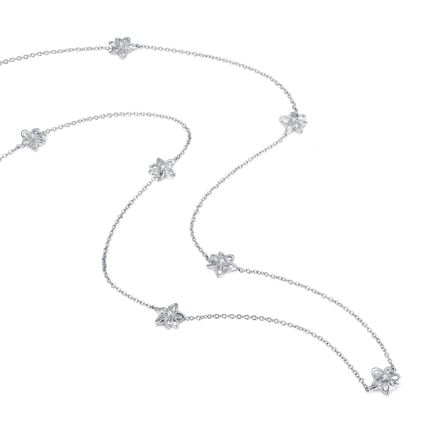 Vicacci 925 Silver Bauhinia Necklace with Swarovski Zirconia