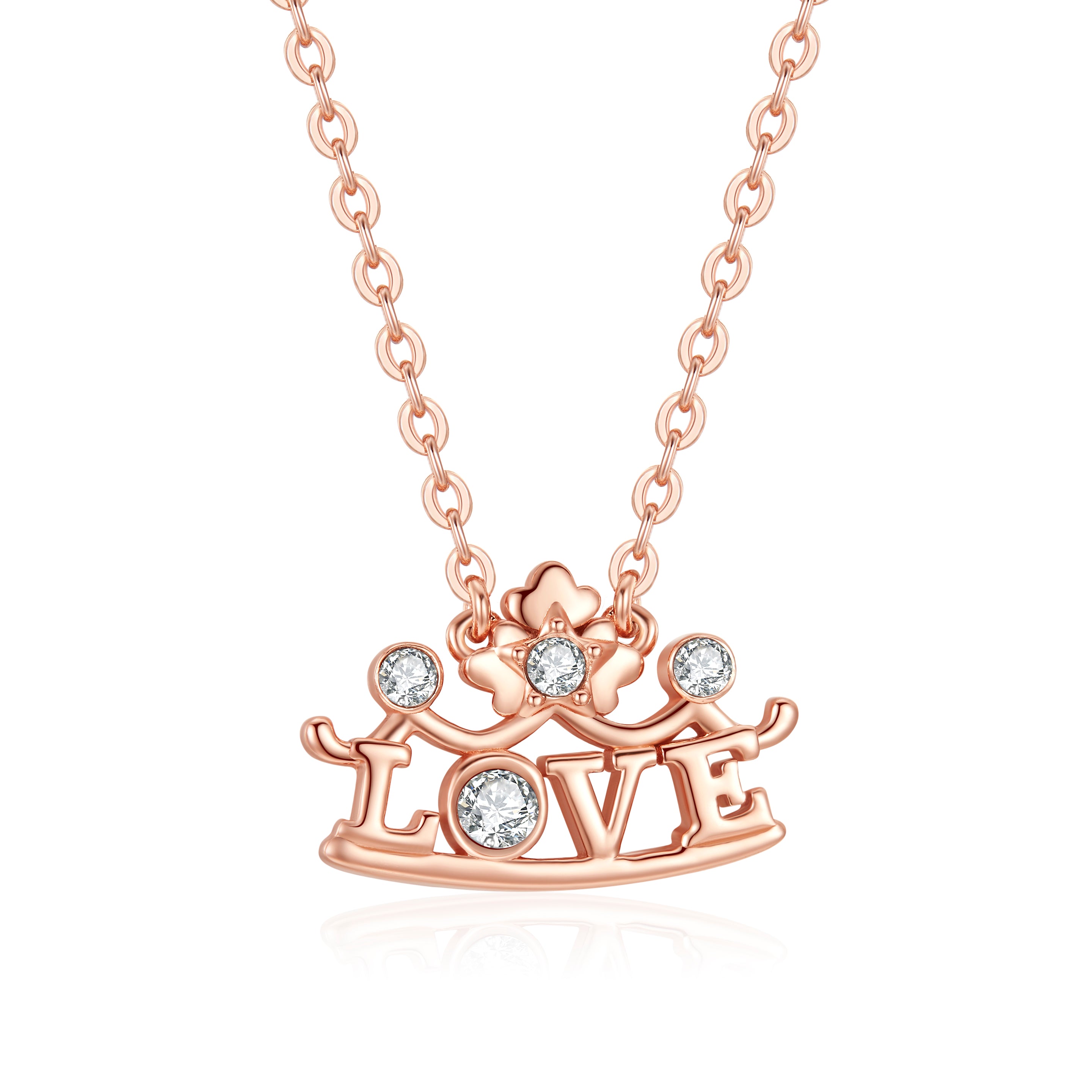 925 Sterling Silver Rose Gold Plated Top Austrian Crystal Queen Necklace