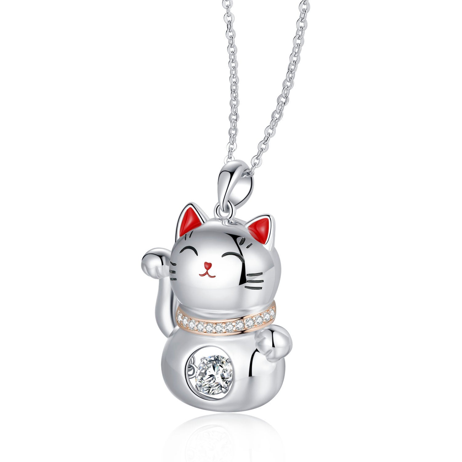 925 Sterling Silver Lucky Cat Necklace