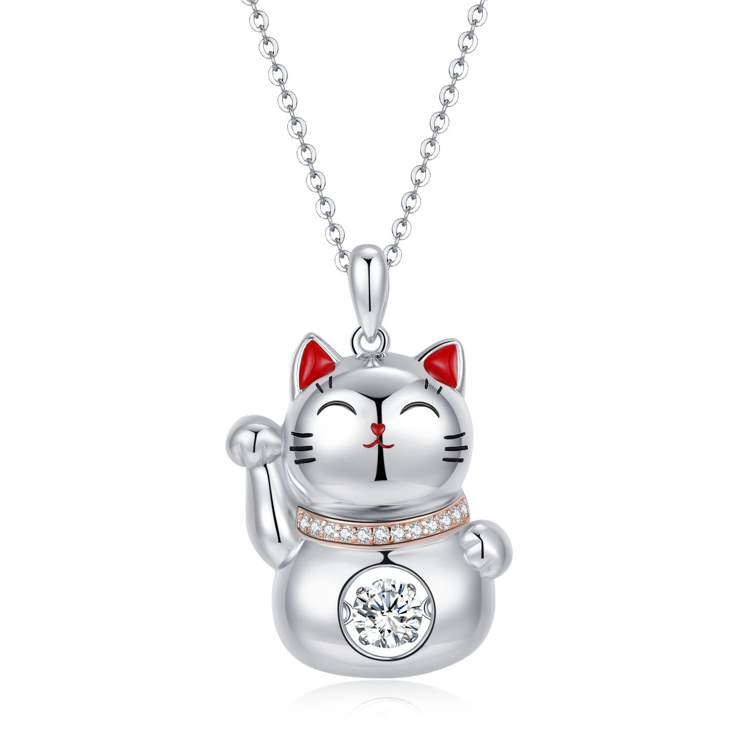 925 Sterling Silver Lucky Cat Necklace