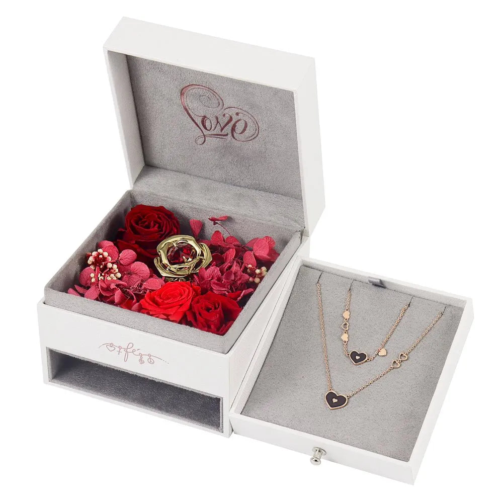 Rose Jewelry Box Sterling Silver Pendant Set