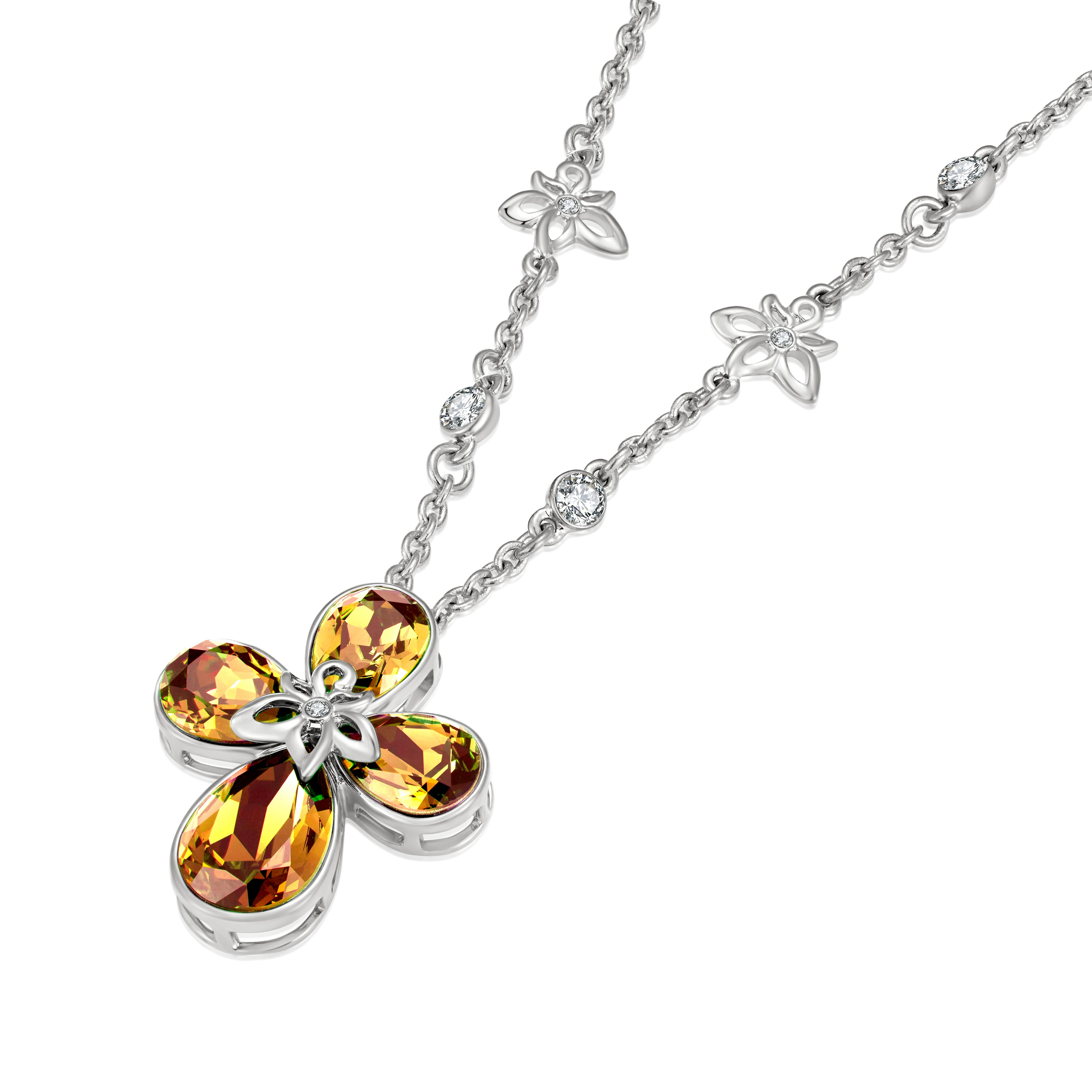 Rich Citrine Clover Necklace