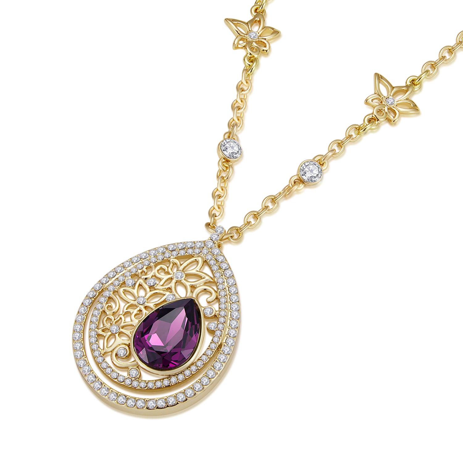 Purple Vicacci Teardrop necklace,Embellished with crystals from Swarovski