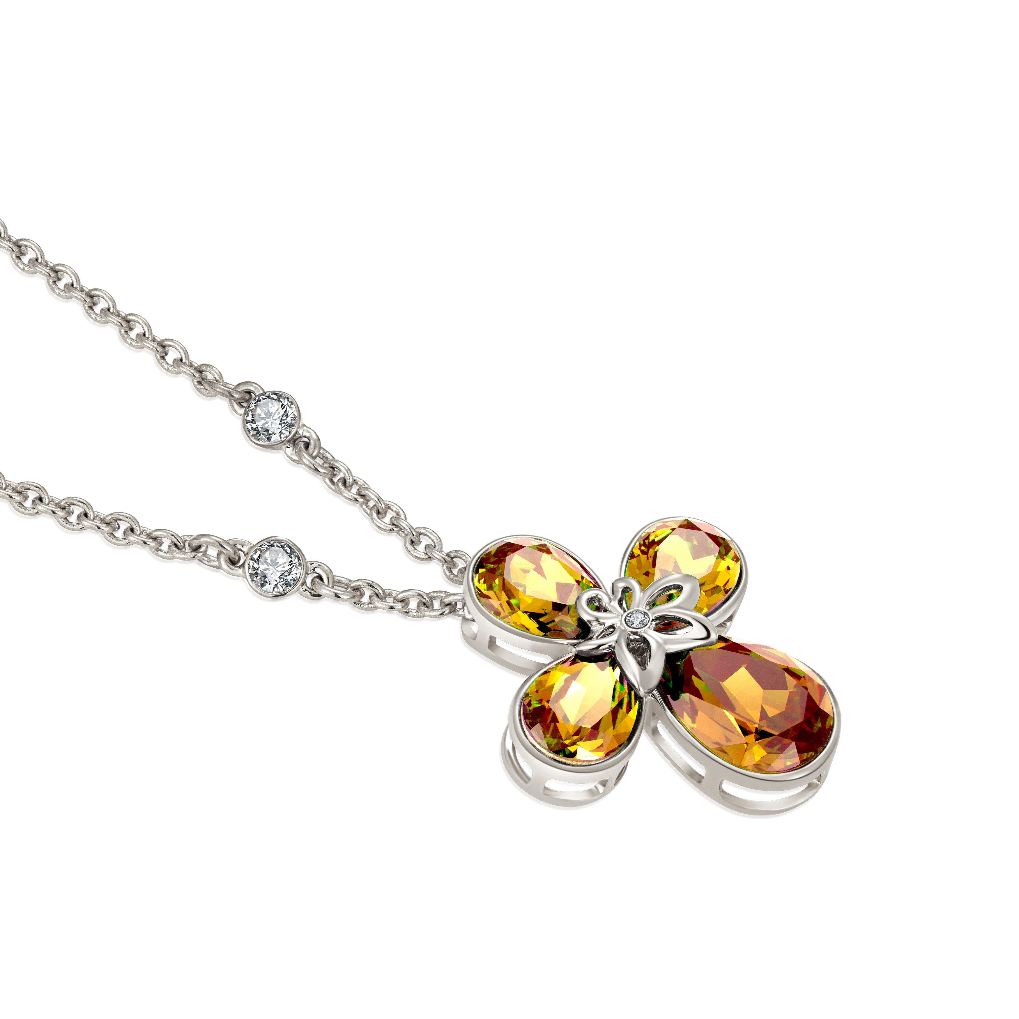 Rich Citrine Clover Necklace