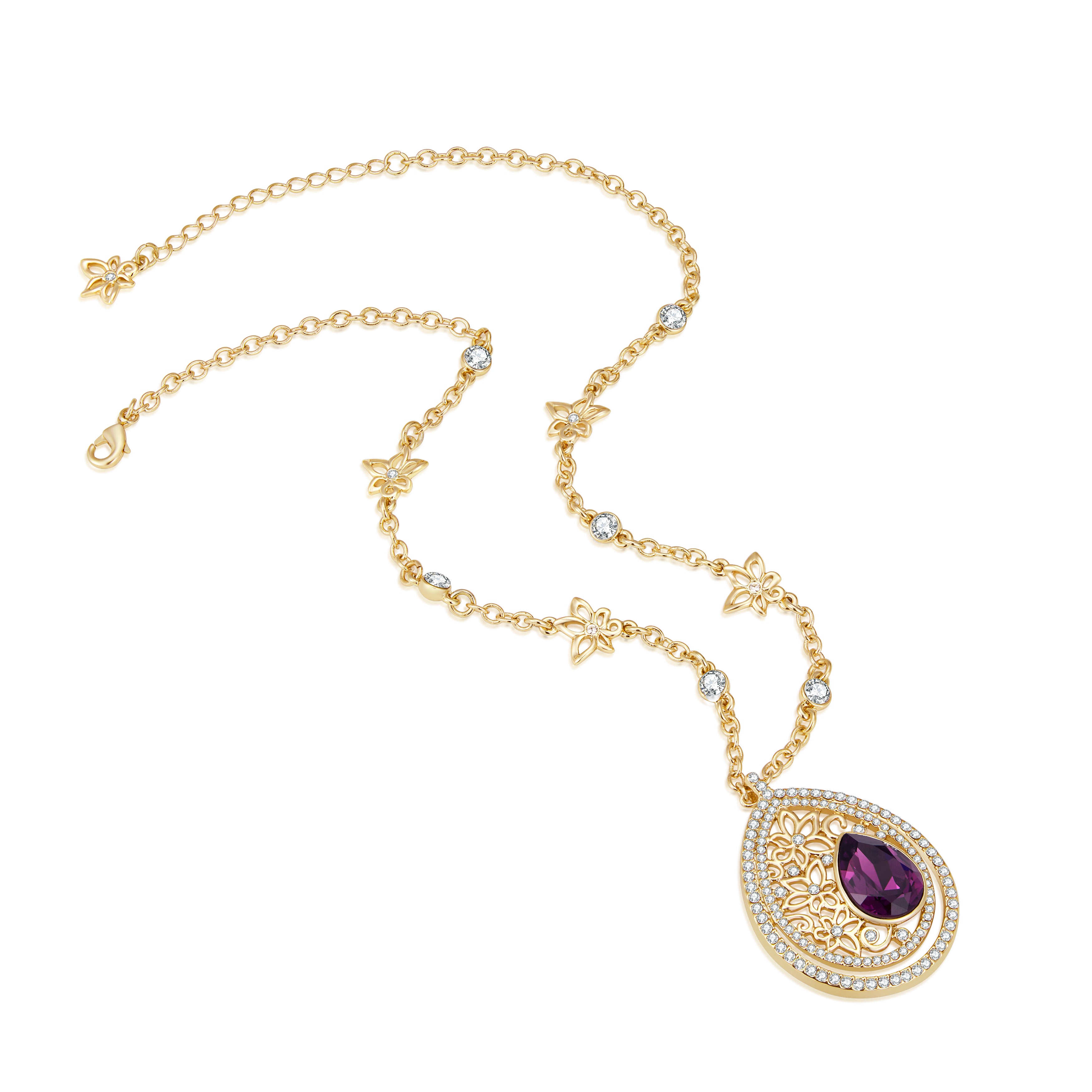 Purple Vicacci Teardrop necklace,Embellished with crystals from Swarovski