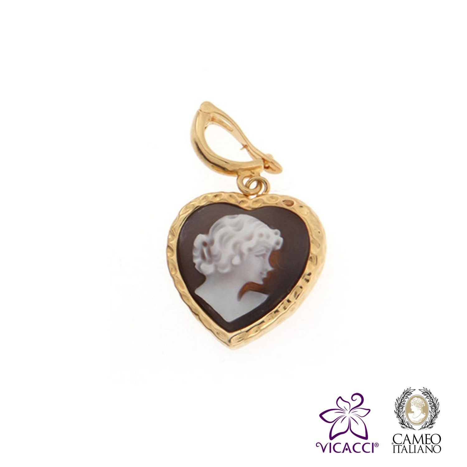 Cameo Italiano, P20 Heart Pendant, Gold Plated Sterling Silver