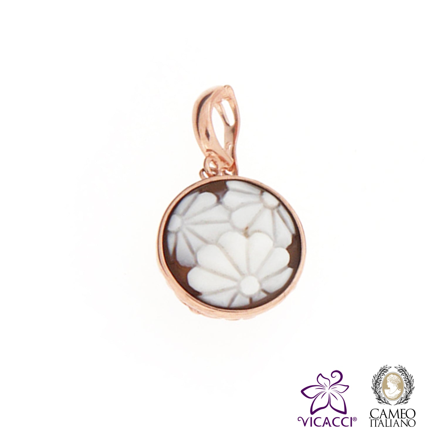 Cameo Italiano, P202 Pendant, 925 Sterling Silver Rose Gold Plated