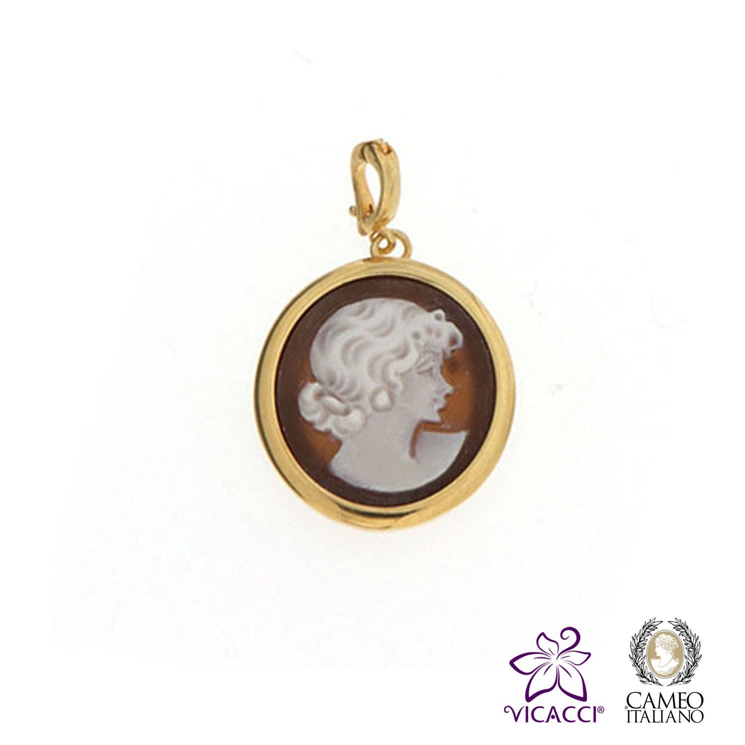 Cameo Italiano, S201 Brooch Pendant, 925 Sterling Silver Gold Plated