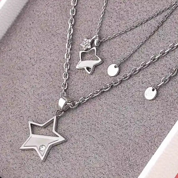 Flower Jewelry Box Double Star Couple Pendant Set