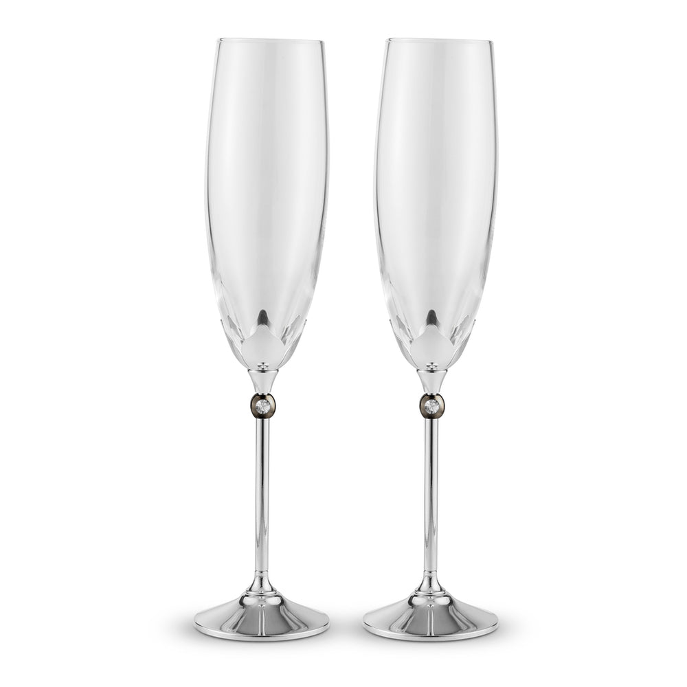 Crystal Champagne Glass Lettering Customized Wedding Anniversary Pair Glasses