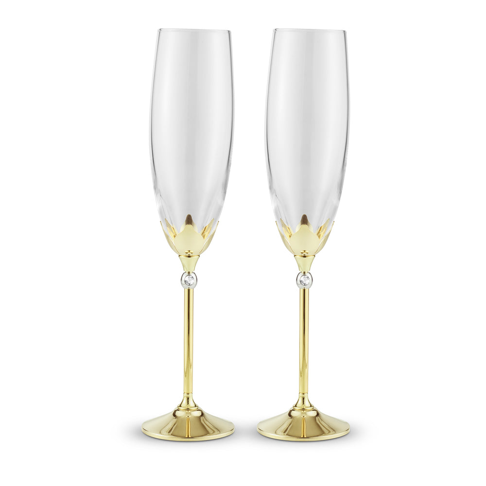 Crystal Champagne Glass Lettering Customized Wedding Anniversary Pair Glasses