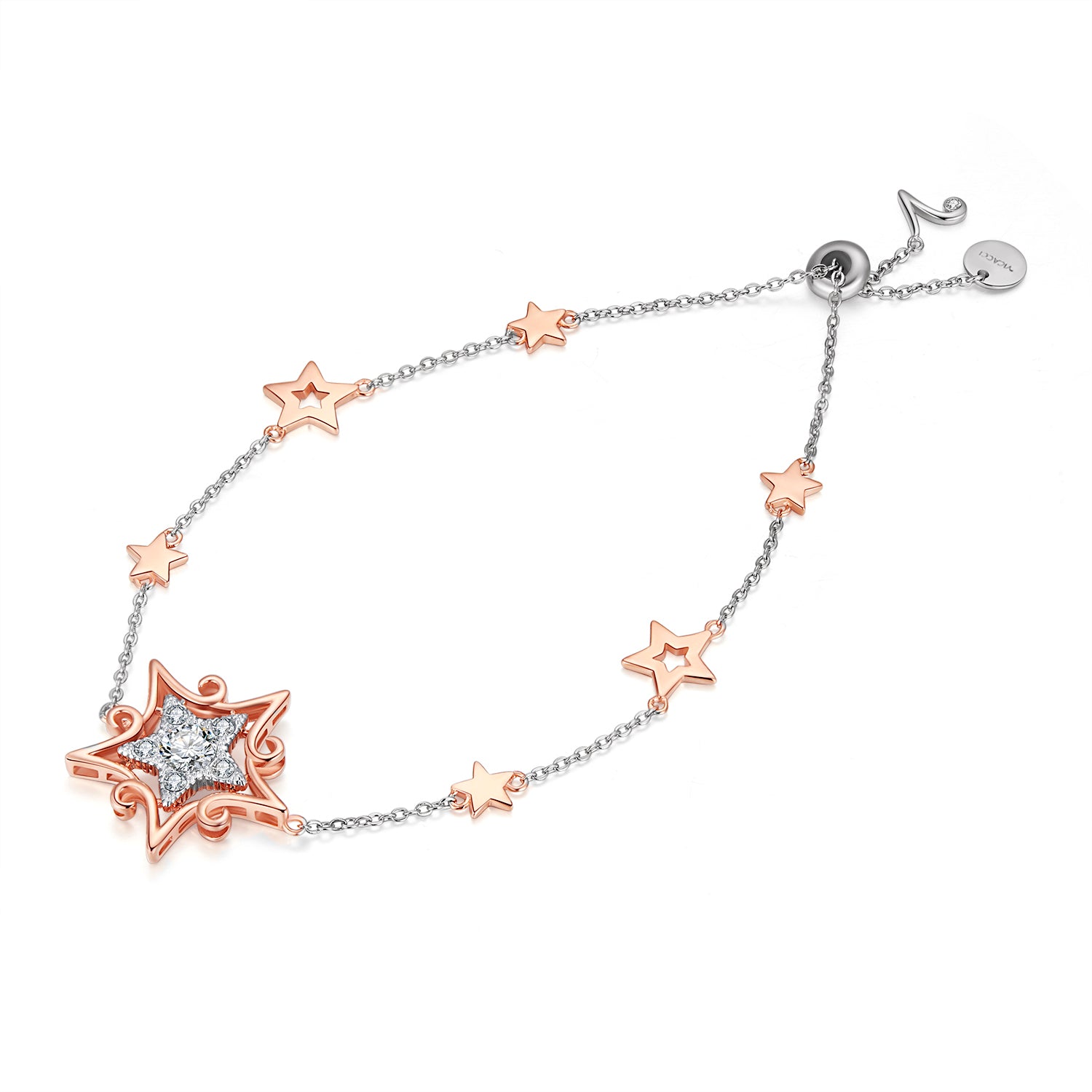 Star Glow 925 silver with rose gold plating crystal bracelet