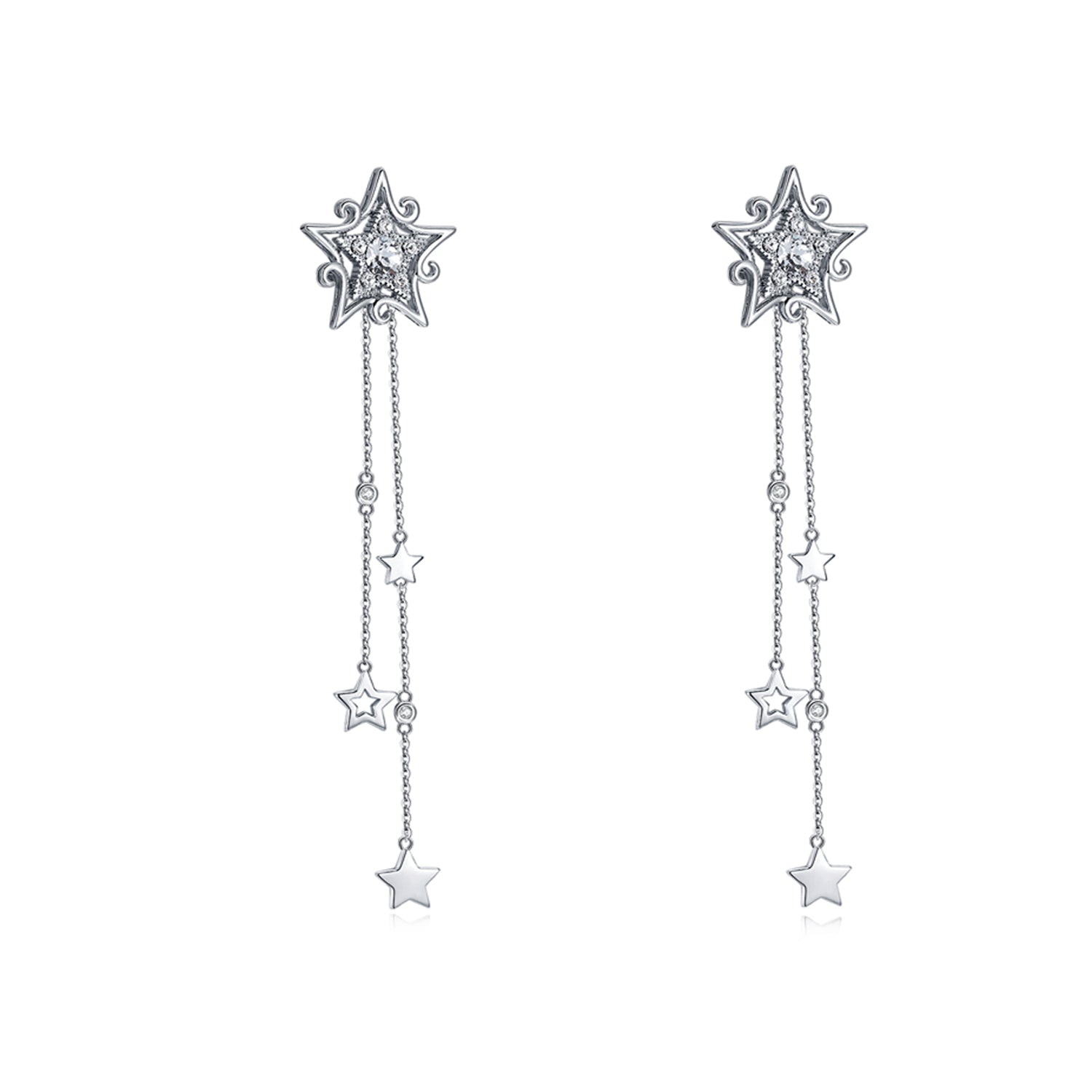 Starry Glow 925 Sterling Silver Star Long Earring