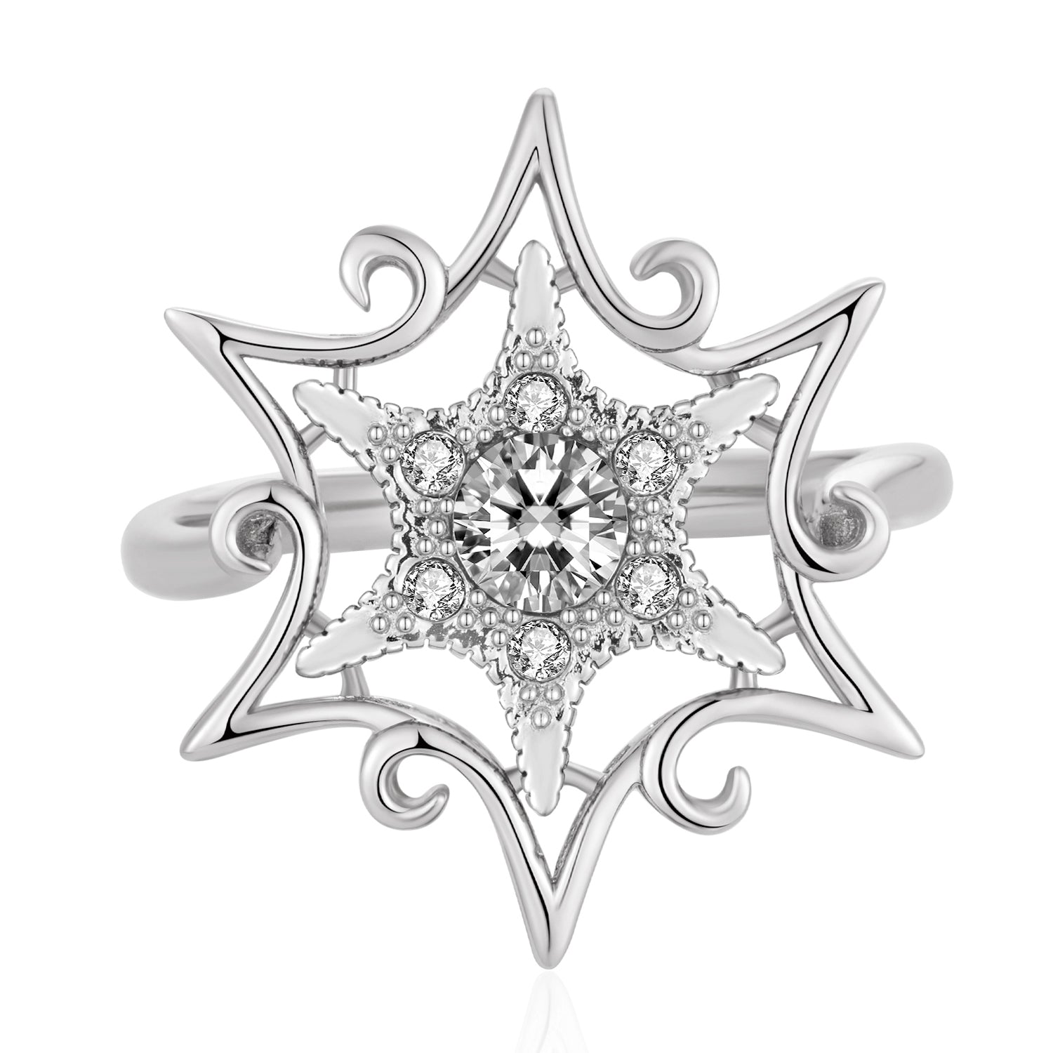 Star of Salomon 925 Sterling Silver Swarovski Crystal Ring