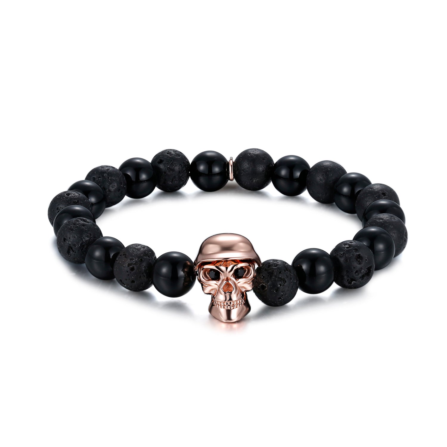 Onyx and Vessel Rose Gold 925 Sterling Silver Bracelet Skeleton Army