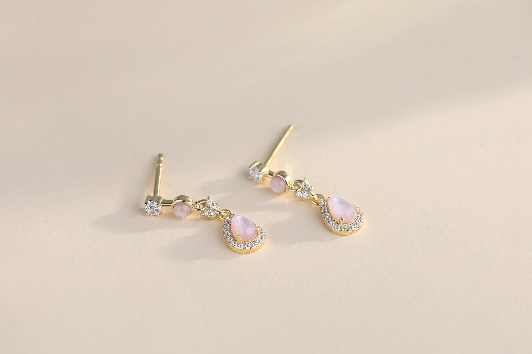 Twin Butterfly Pink Jade Earring