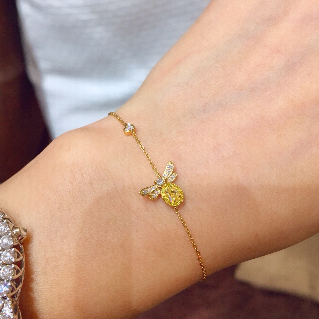 18K "little bee" diamond Bracelet yellow gemstone