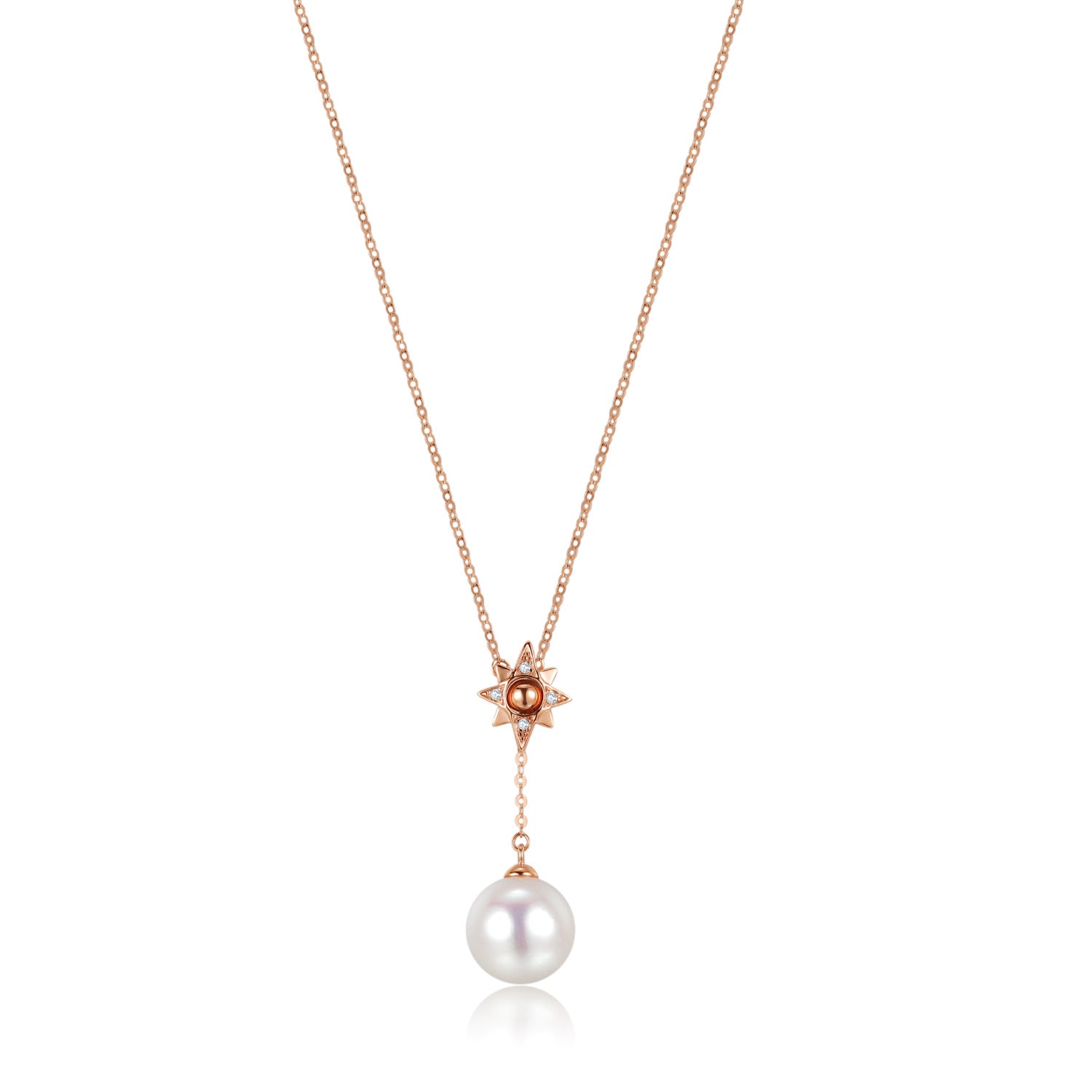 18k diamonds "Radiant" Pearl Necklace