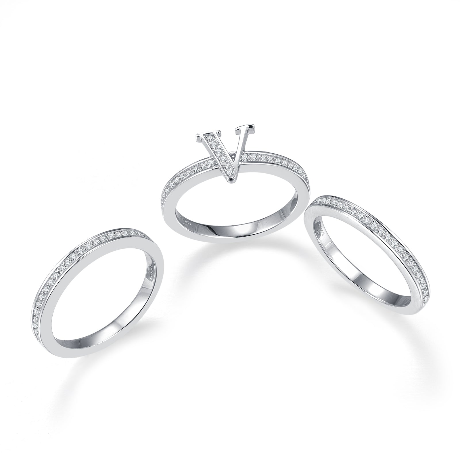 Graceful Harmony V Shape Ring Set of 3