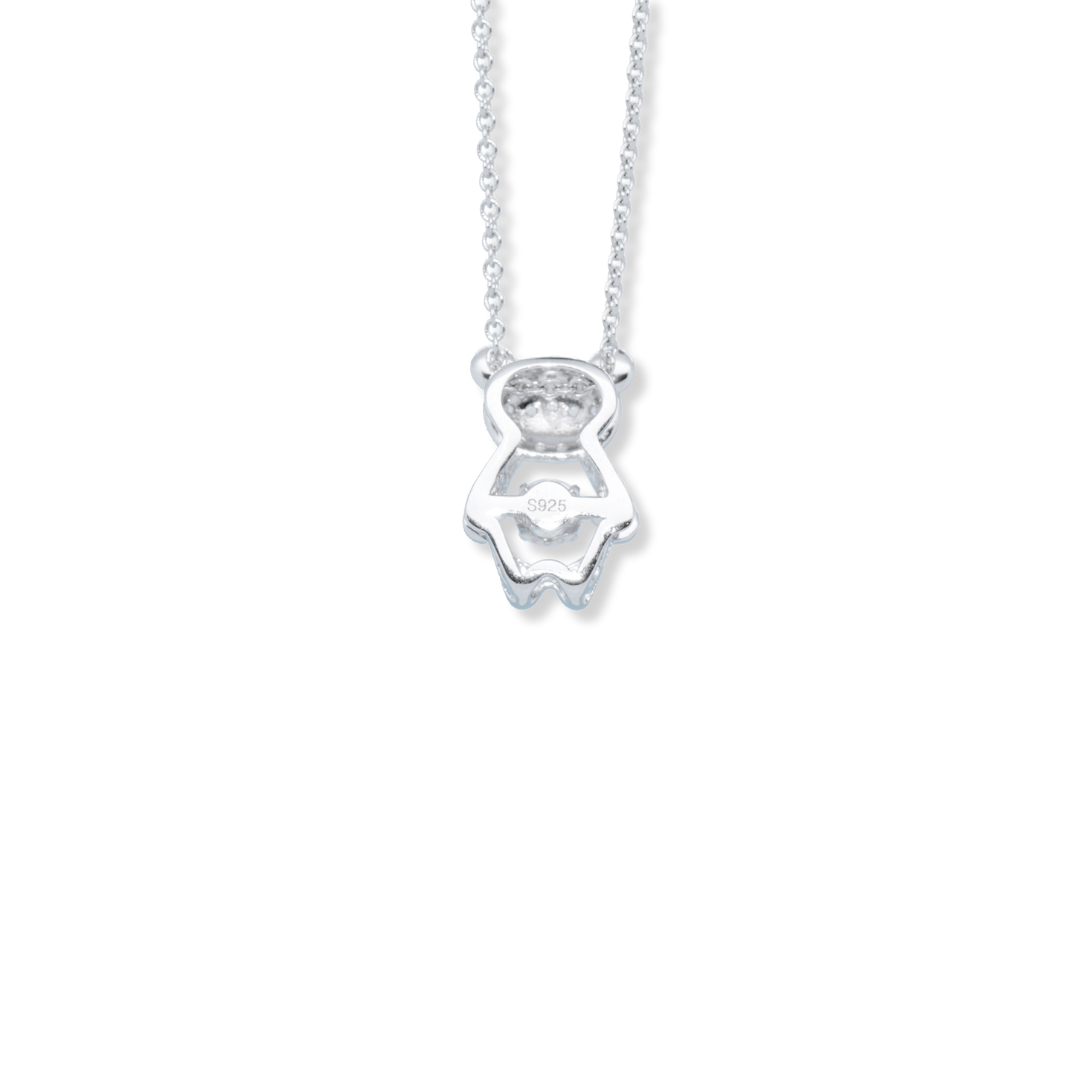 925 Sterling Silver Spiral Bear Necklace