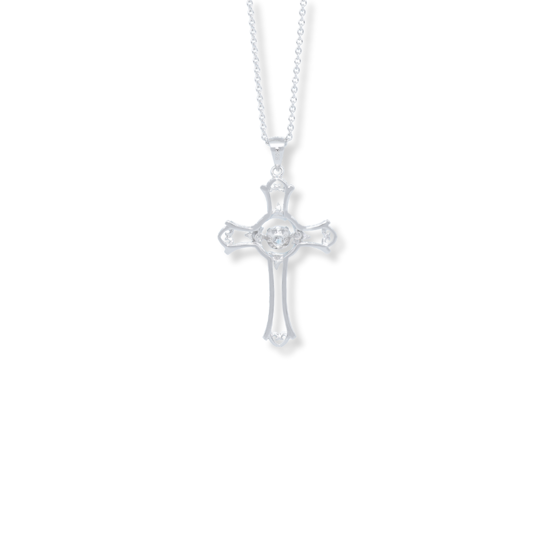 925 Sterling Silver Spiral Cross Necklace