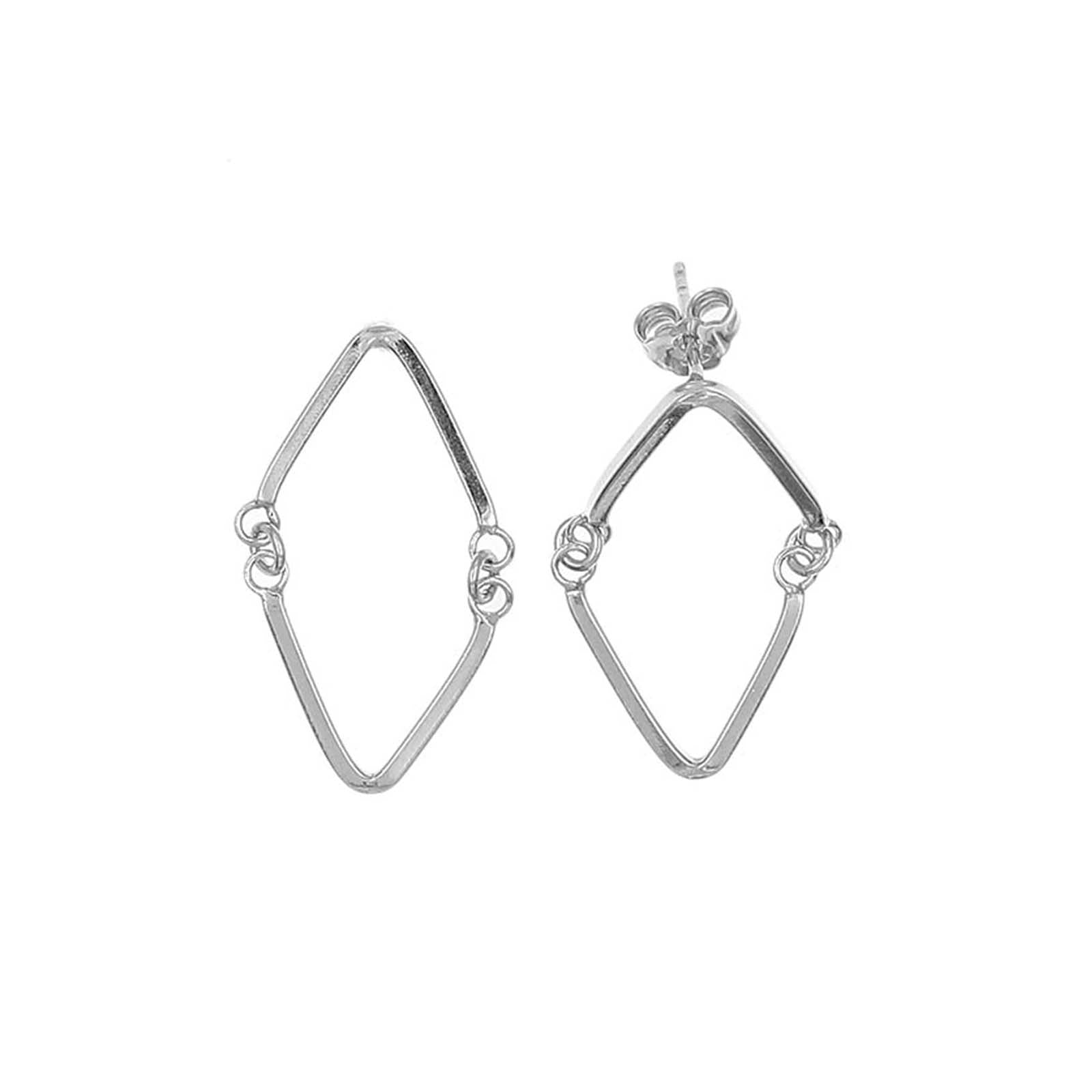 Silver Triangular Frame Clasp earring
