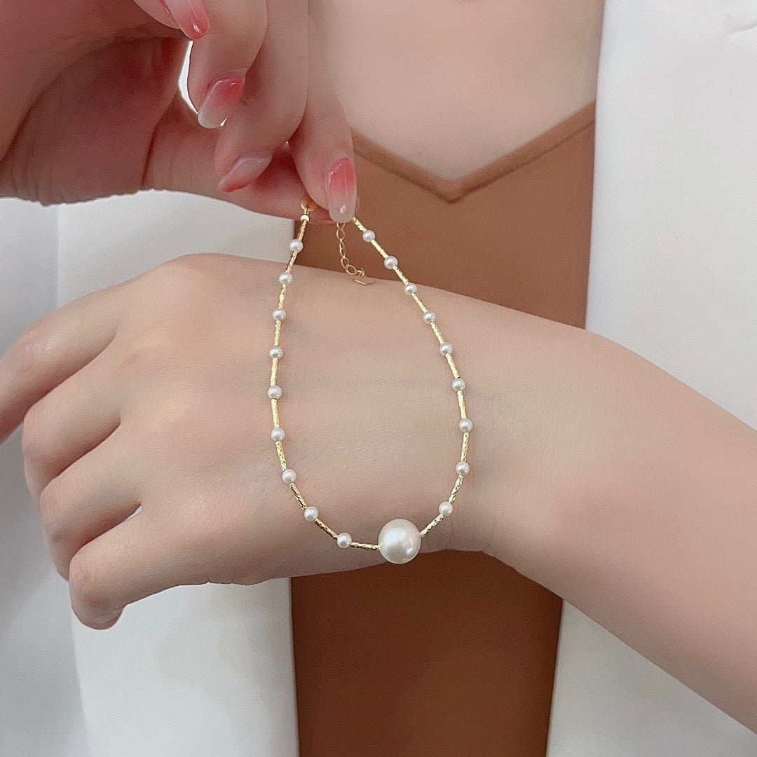 18K Gold Freshwater Exquisite BB beads Pearl Bracelet