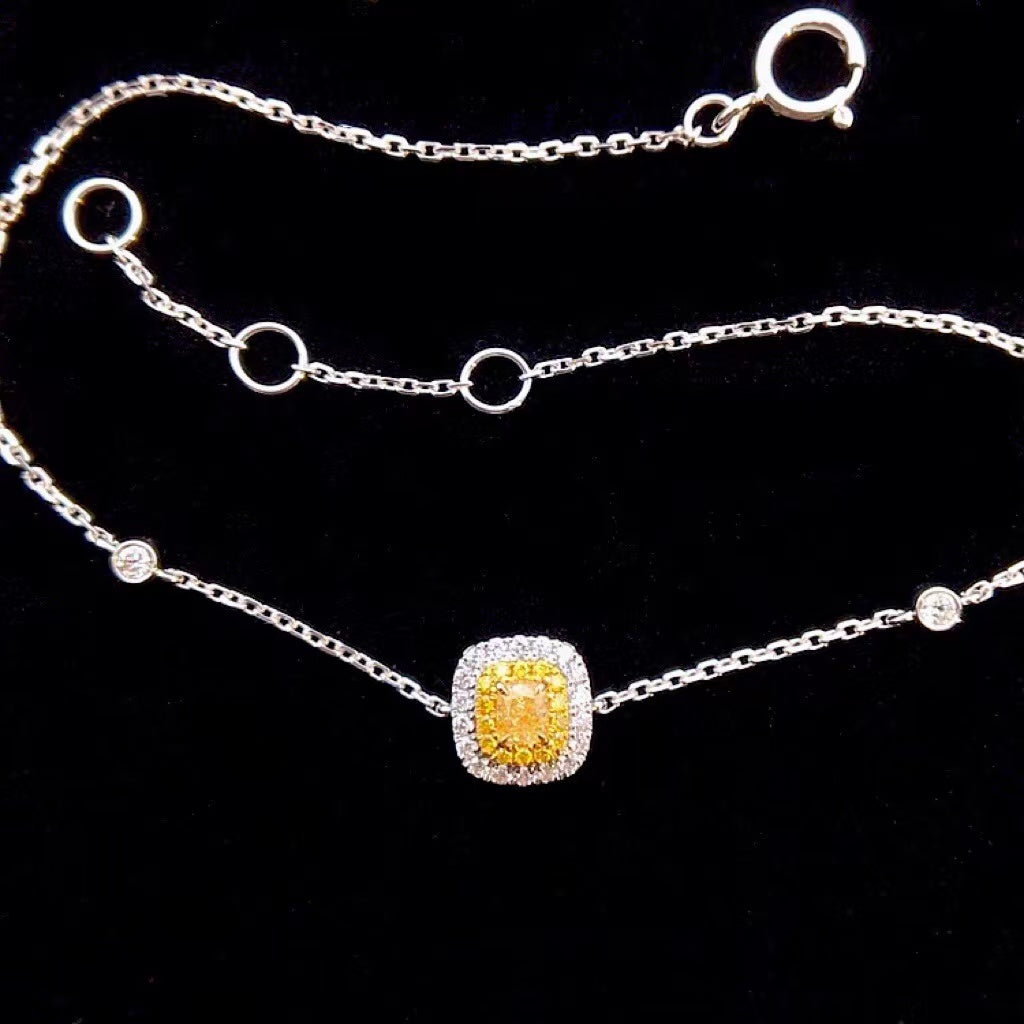 18K "Square" diamond Bracelet yellow gemstone