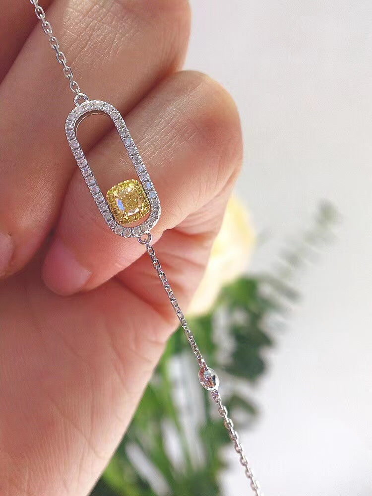 18K diamond necklace yellow gemstone