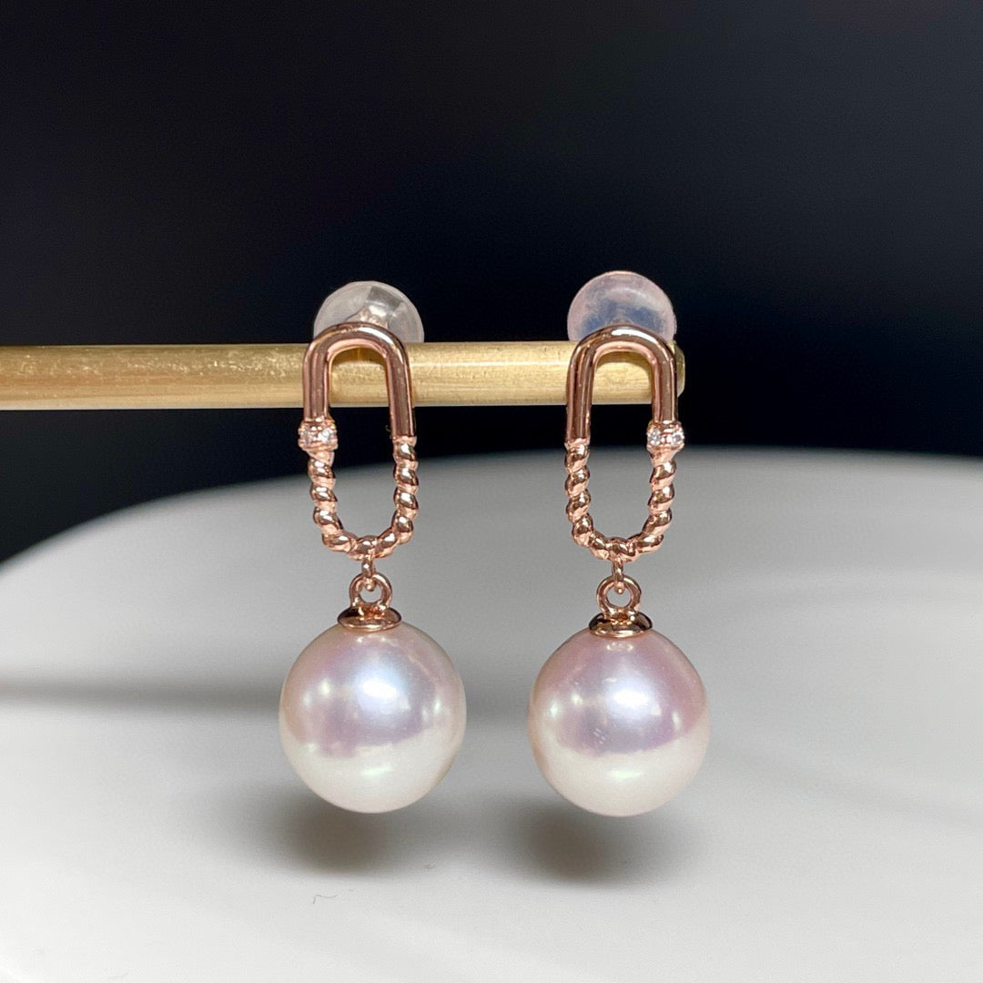 18K金鑽石淡水珍珠耳環個性設計不顯眼的仙女必備單品圓珠強光
