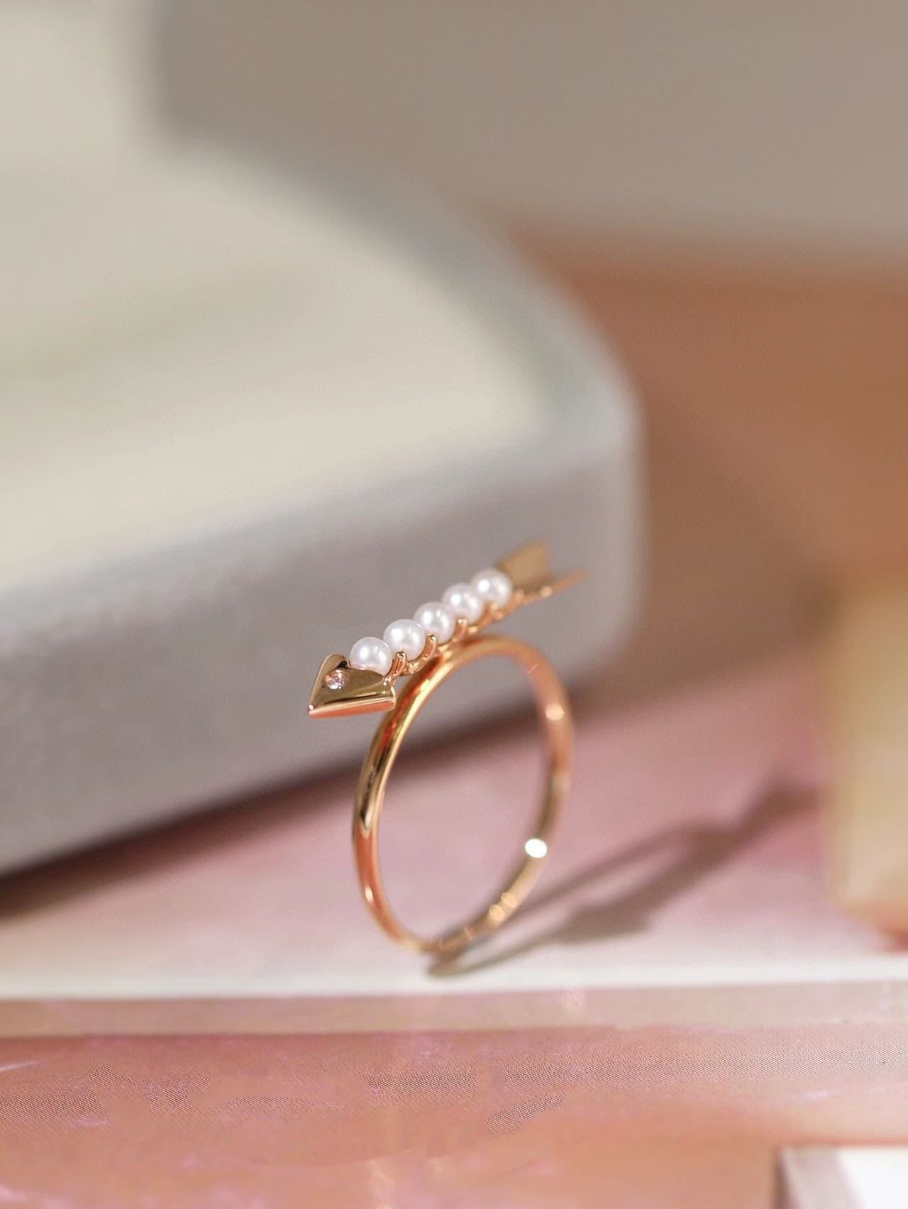18K金鑽石淡水珍珠戒指 BB珠時尚印記系列 精湛的工藝 呈現珍珠優雅即時尚