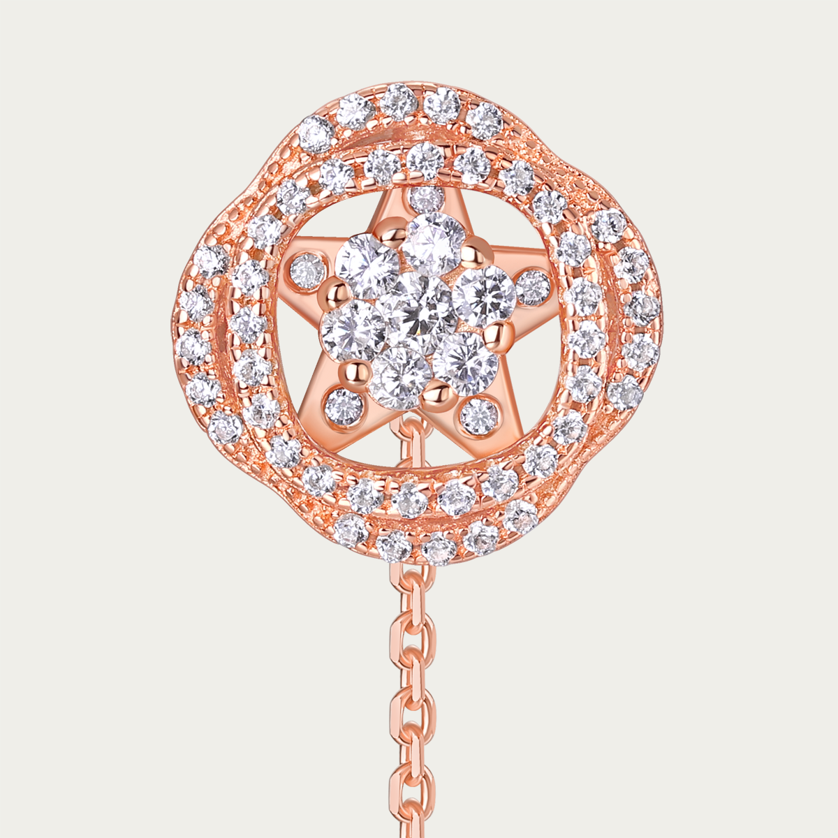 18K鑽石「雙圈」珍珠耳環