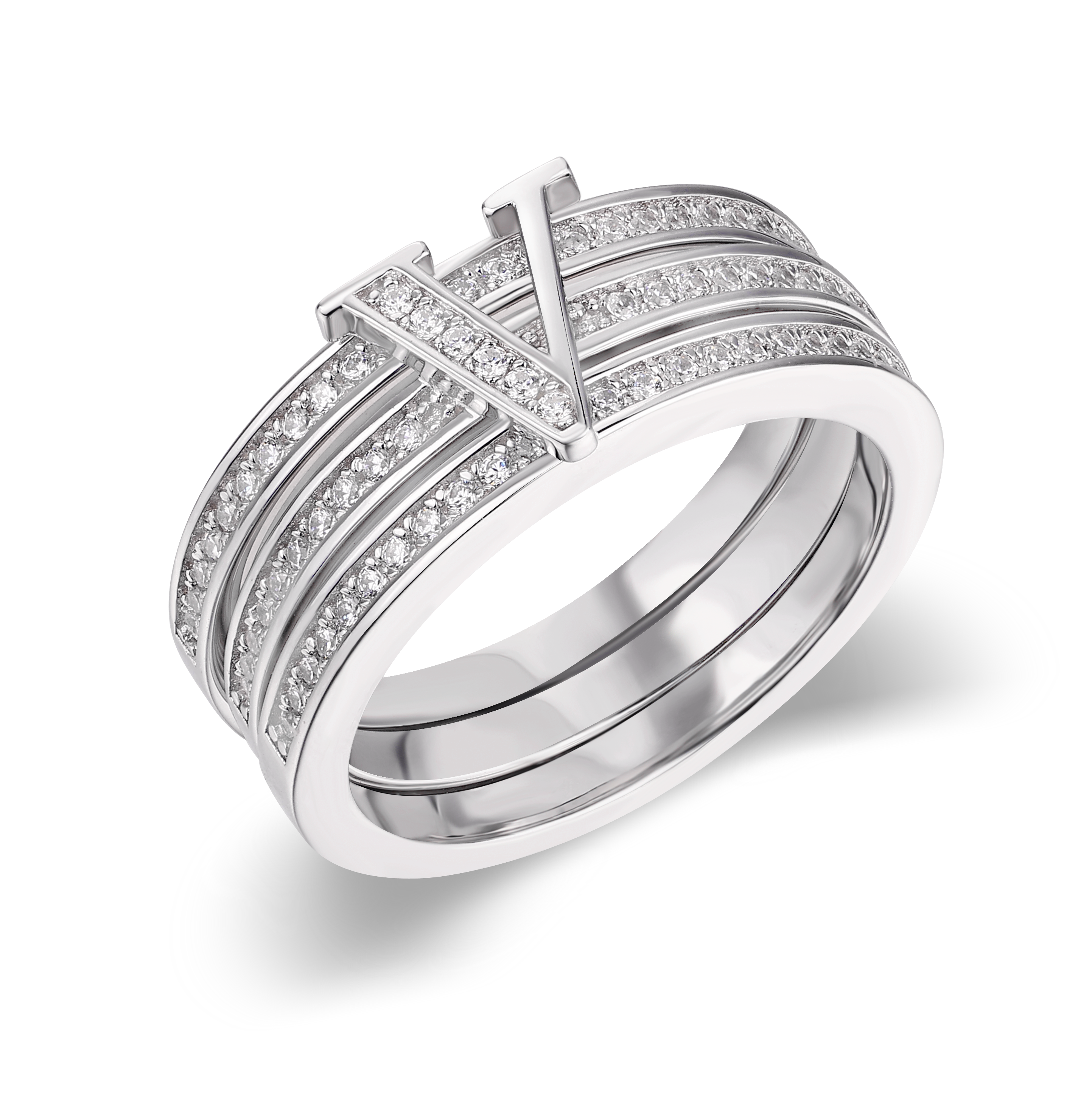 Graceful Harmony V Shape Ring Set of 3