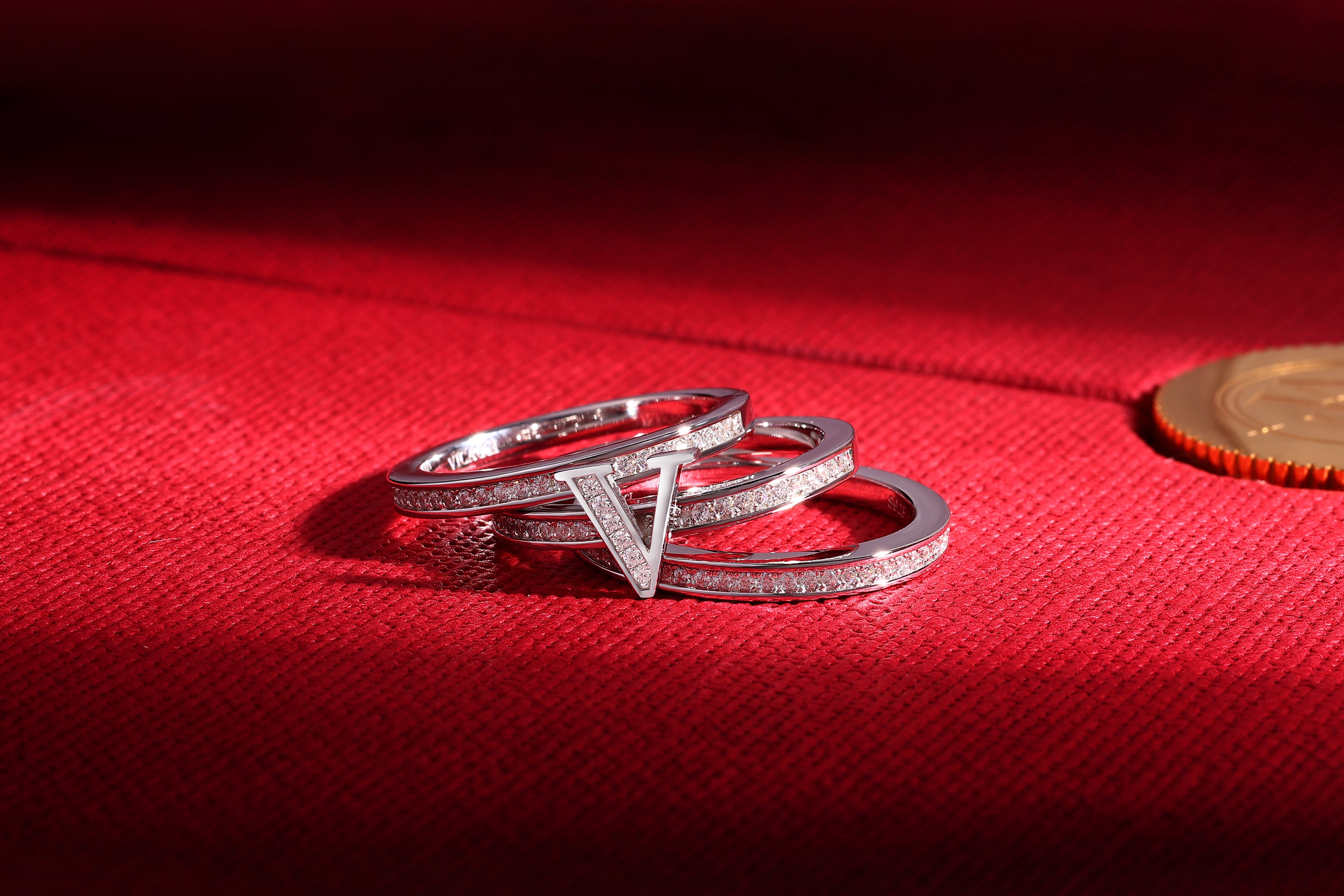 Graceful Harmony V Shape Ring Set of 3